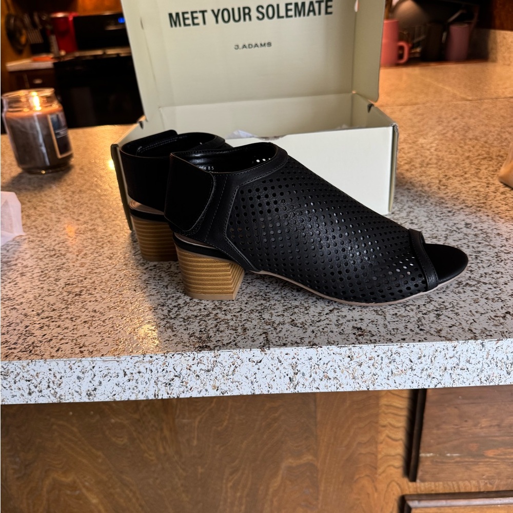 Adams Women's Black Peep Toe Ankle Boots